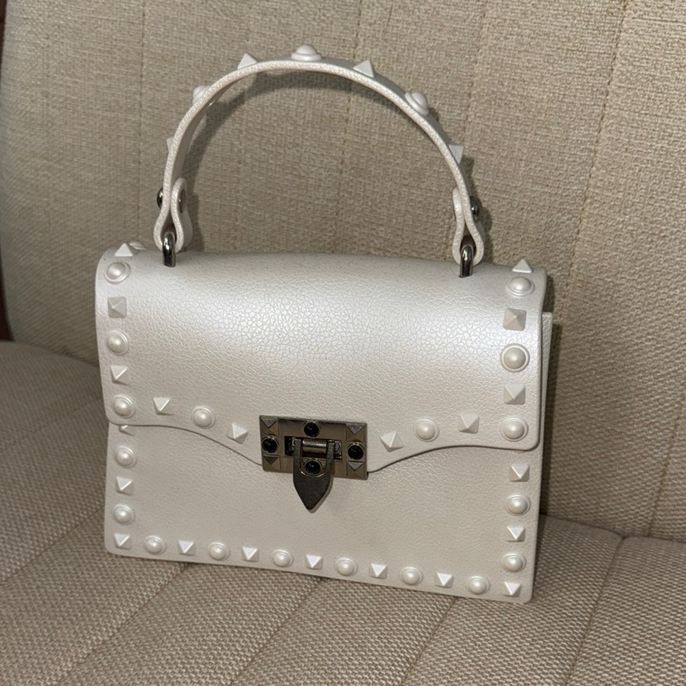 Mini Studded White Handbag